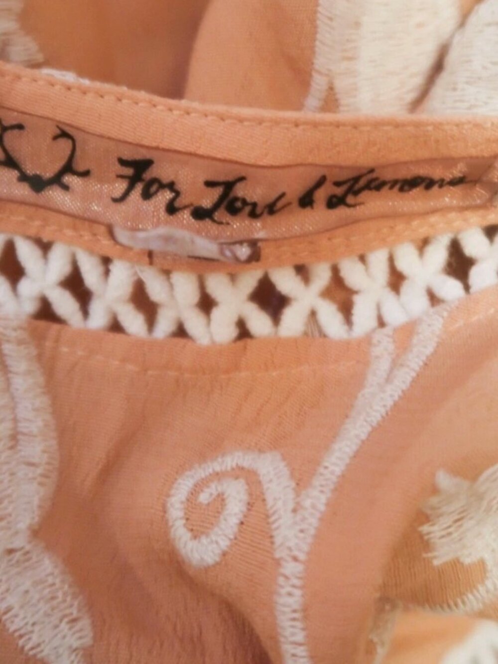 For Love & Lemons Mia Dress Peach Embroidered Bell Sleeve Mini NWT Medium - Picture 9 of 16